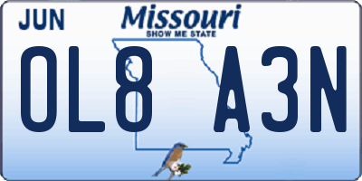 MO license plate OL8A3N