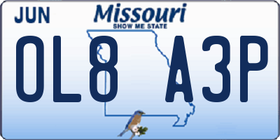 MO license plate OL8A3P
