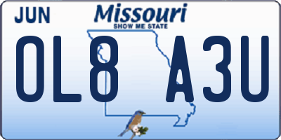 MO license plate OL8A3U