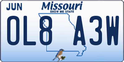 MO license plate OL8A3W