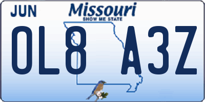MO license plate OL8A3Z