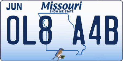 MO license plate OL8A4B