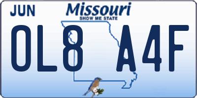 MO license plate OL8A4F