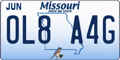 MO license plate OL8A4G