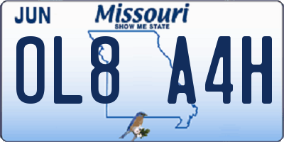 MO license plate OL8A4H