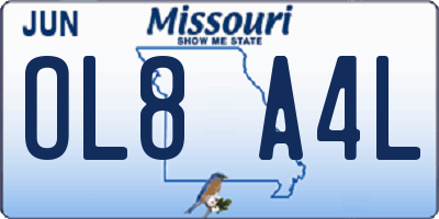 MO license plate OL8A4L