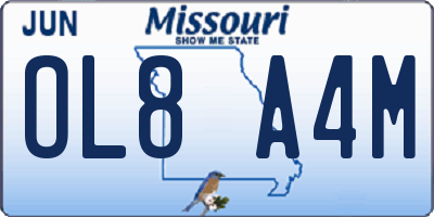 MO license plate OL8A4M