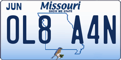 MO license plate OL8A4N