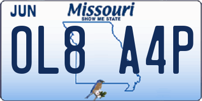 MO license plate OL8A4P