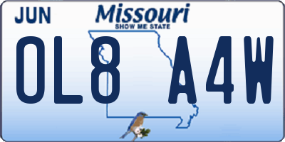 MO license plate OL8A4W