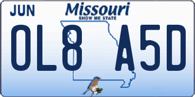 MO license plate OL8A5D