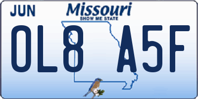 MO license plate OL8A5F