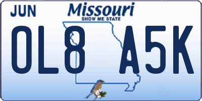 MO license plate OL8A5K