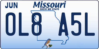MO license plate OL8A5L