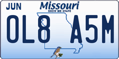 MO license plate OL8A5M