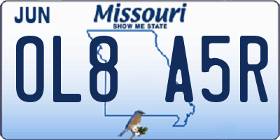 MO license plate OL8A5R