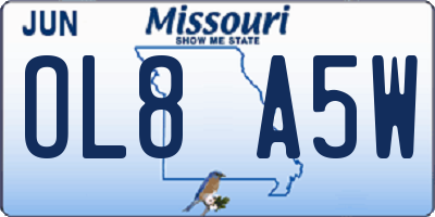 MO license plate OL8A5W