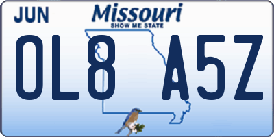 MO license plate OL8A5Z