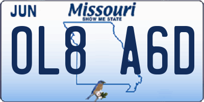 MO license plate OL8A6D