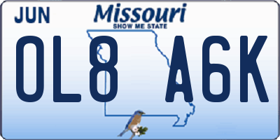 MO license plate OL8A6K
