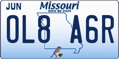 MO license plate OL8A6R