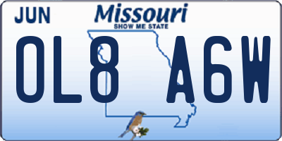 MO license plate OL8A6W