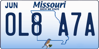 MO license plate OL8A7A