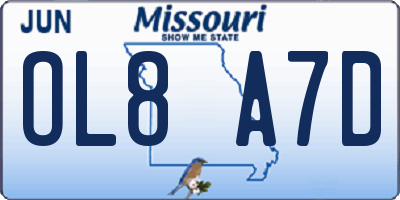 MO license plate OL8A7D