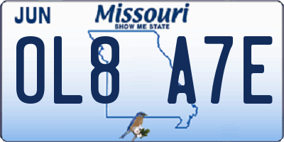 MO license plate OL8A7E