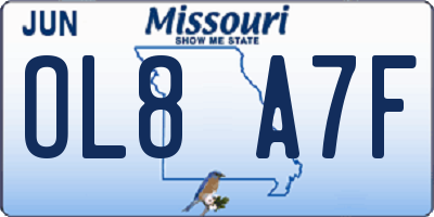 MO license plate OL8A7F