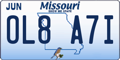 MO license plate OL8A7I