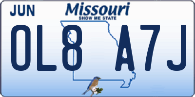 MO license plate OL8A7J