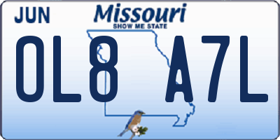MO license plate OL8A7L
