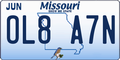 MO license plate OL8A7N