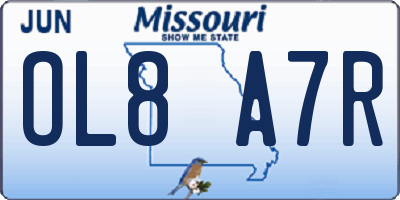 MO license plate OL8A7R