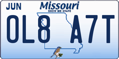 MO license plate OL8A7T