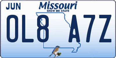 MO license plate OL8A7Z
