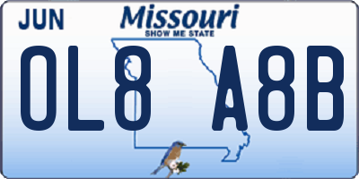 MO license plate OL8A8B