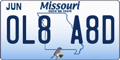 MO license plate OL8A8D