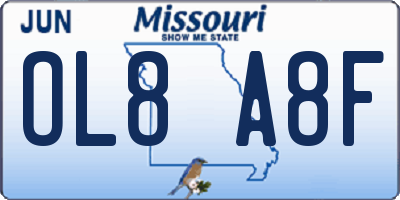 MO license plate OL8A8F