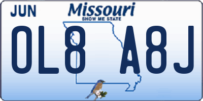 MO license plate OL8A8J