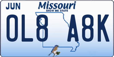 MO license plate OL8A8K