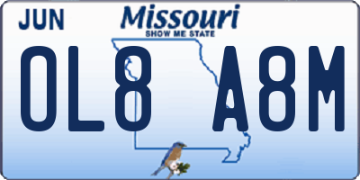 MO license plate OL8A8M