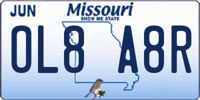 MO license plate OL8A8R