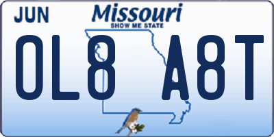 MO license plate OL8A8T