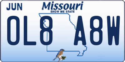 MO license plate OL8A8W