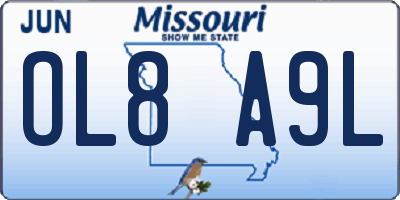MO license plate OL8A9L