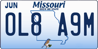MO license plate OL8A9M