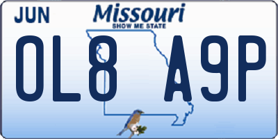 MO license plate OL8A9P