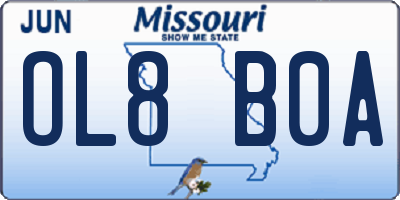 MO license plate OL8B0A